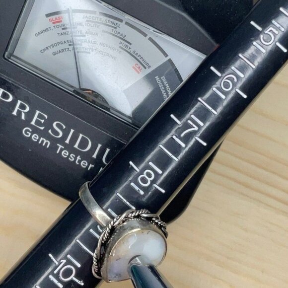 Vintage Silver Ring With Teardrop Agate Natural Stone Semi Precious - Picture 2 of 10